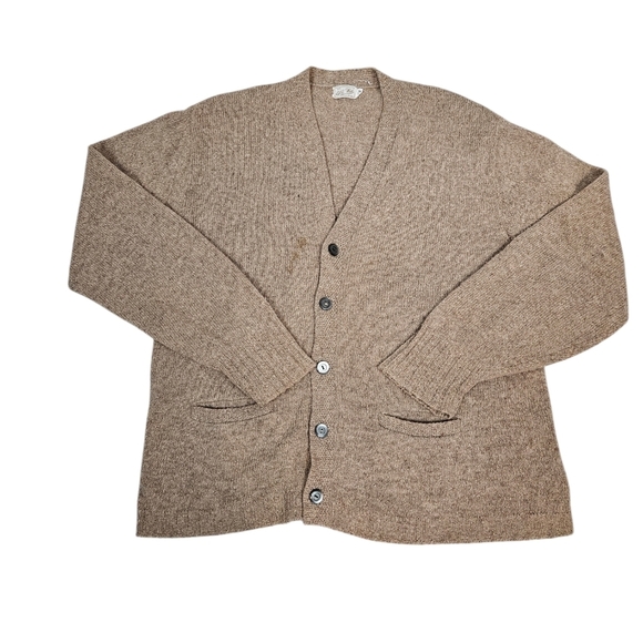 Vintage All Wool Neutral Tan Wool 1/2 Button Cardigan Sweater Size‎ XL Men's R13 - Picture 11 of 11